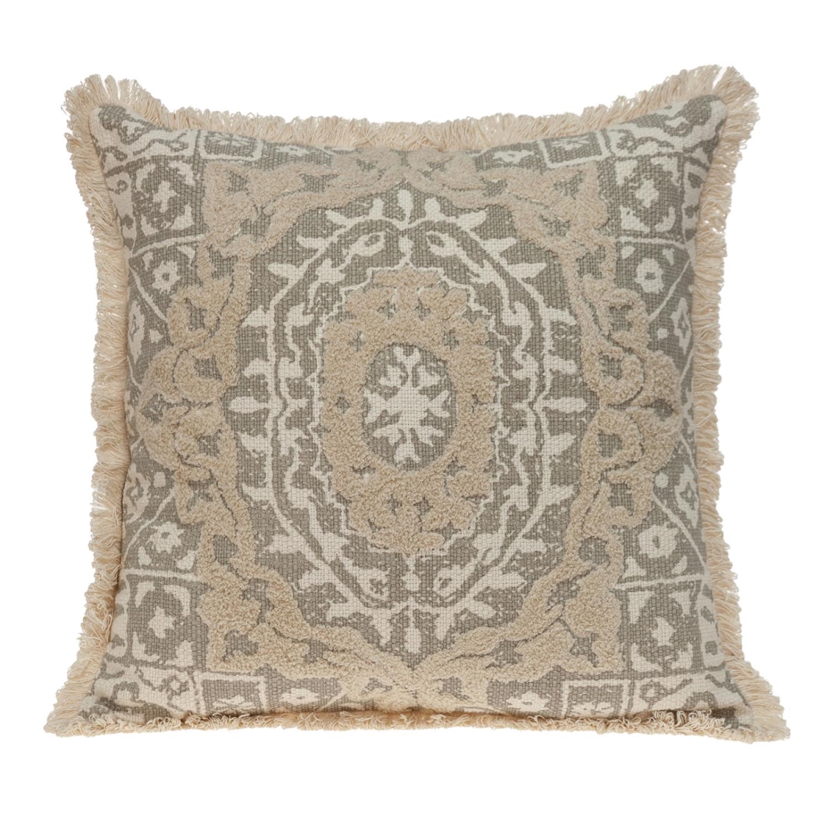 Abu Transitional Beige Square Throw Pillow