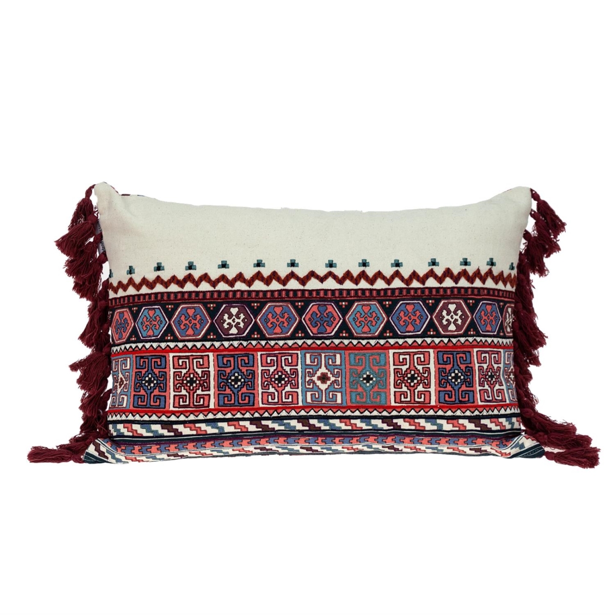 Blossy Transitional Beige Rectangle Throw Pillow