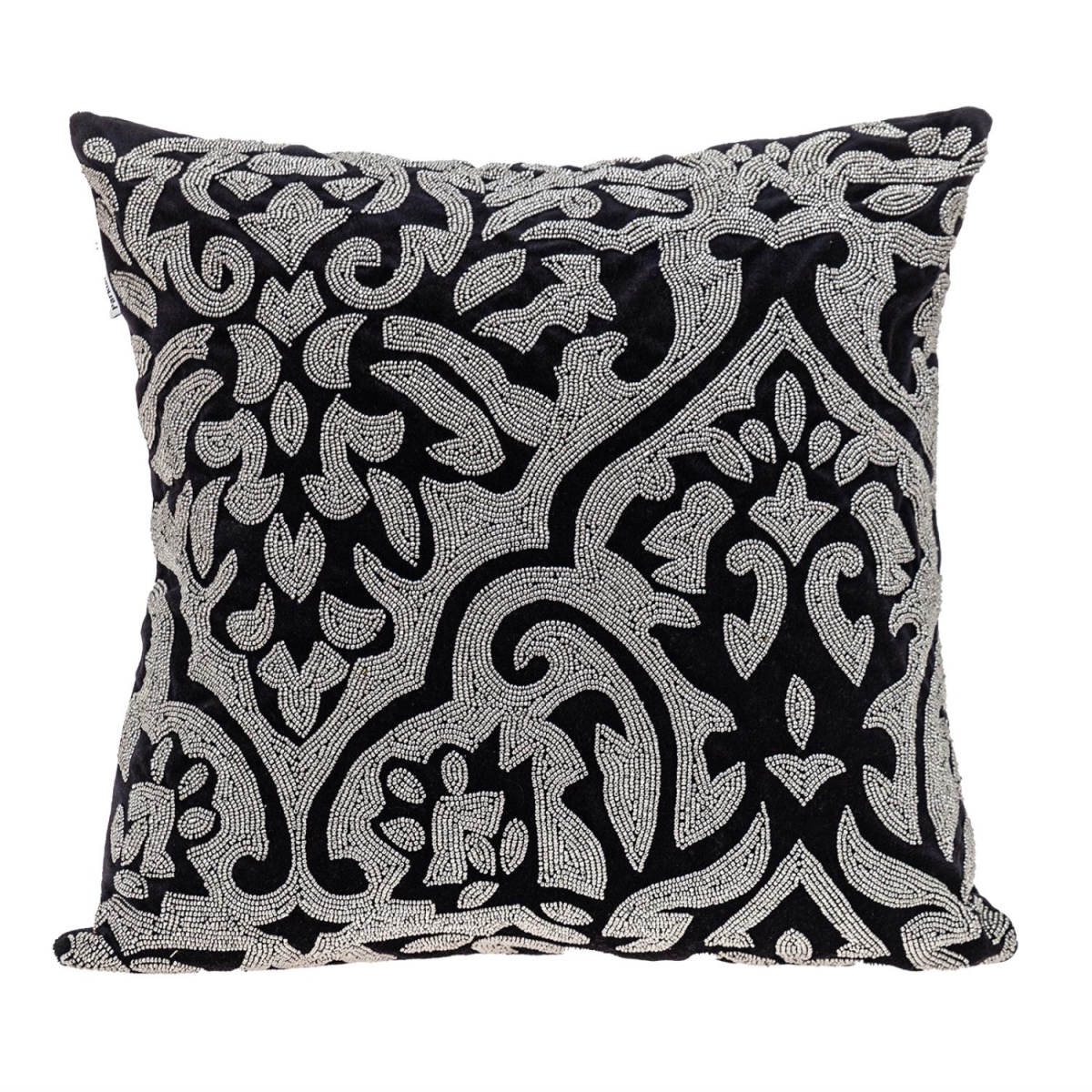 Carmela Transitional Black Square Throw Pillow
