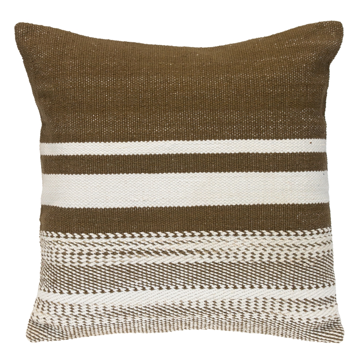 PILG21611P  Transitional Striped Brown Square 18' x 18' Pillow