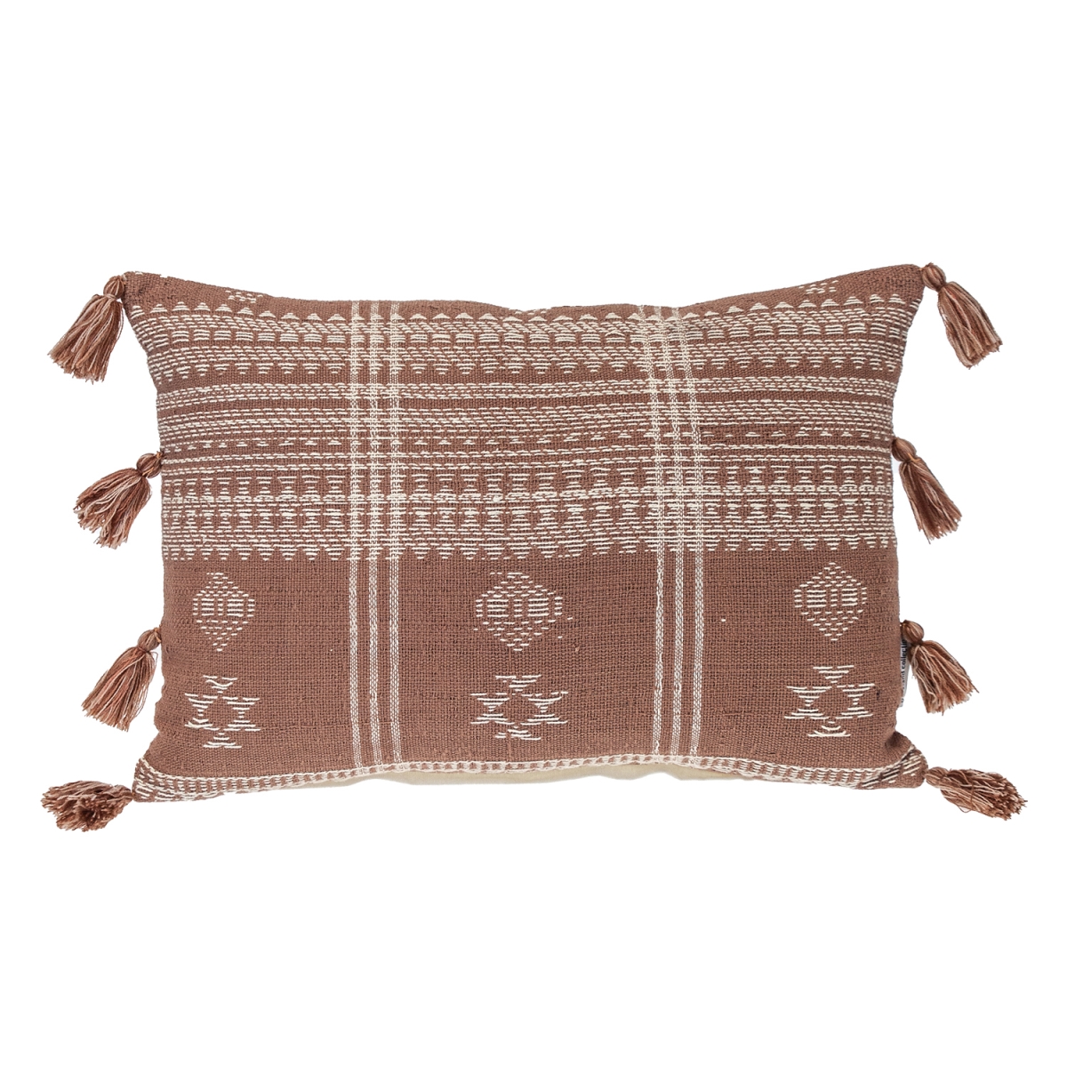 Transitional Tribal Pillow - Brown - 14in. x 20in. - Durable Woven Design