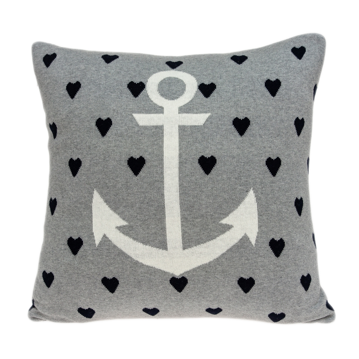PILB11050P Gail Blue, Grey & White Square Nautical Pillow Cover with Poly Insert - 18 x 18 x 5 in.
