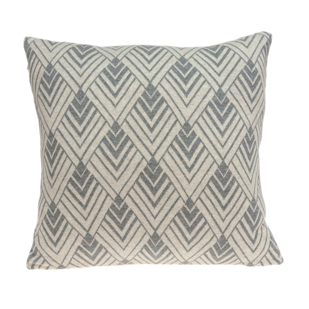 Kiani Tan & Grey Square Transitional Pillow Cover with Poly Insert - 20 x 20 x 7 in.