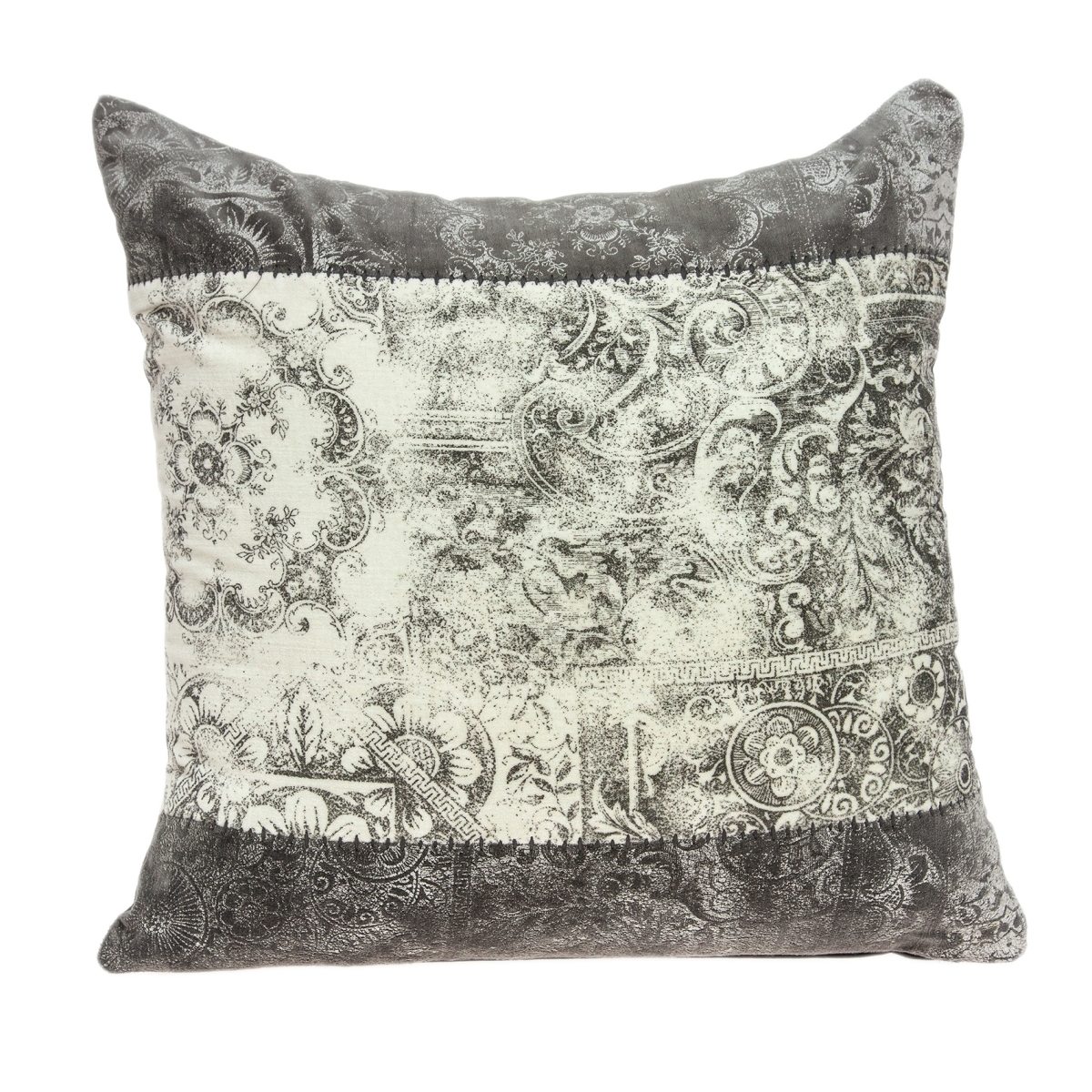PILD11102P Hannah Grey & Tan Square Traditional Pillow Cover with Poly Insert - 20 x 20 x 7 in.