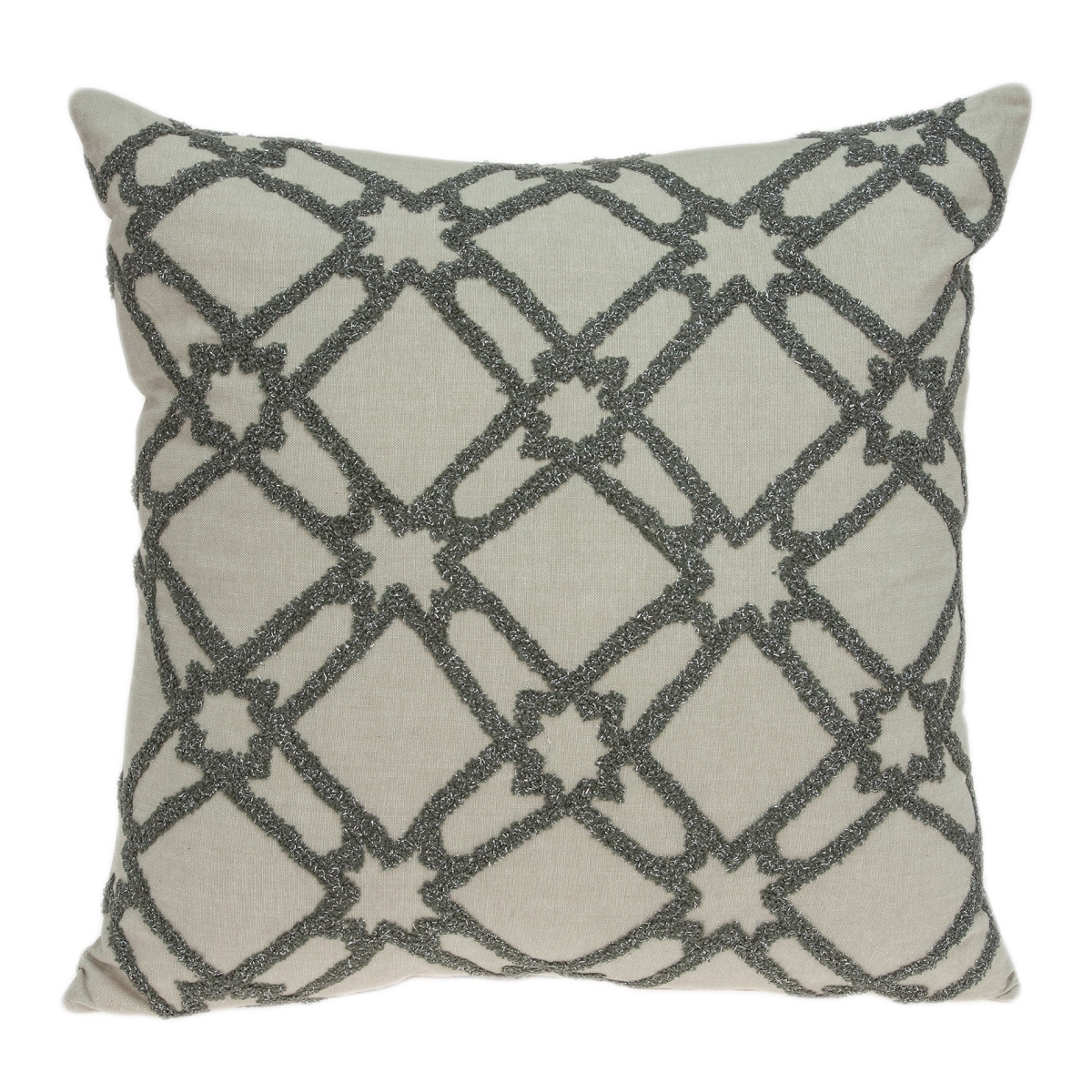 Cora Beige & Grey Square Transitional Pillow Cover with Poly Insert - 20 x 20 x 7 in.