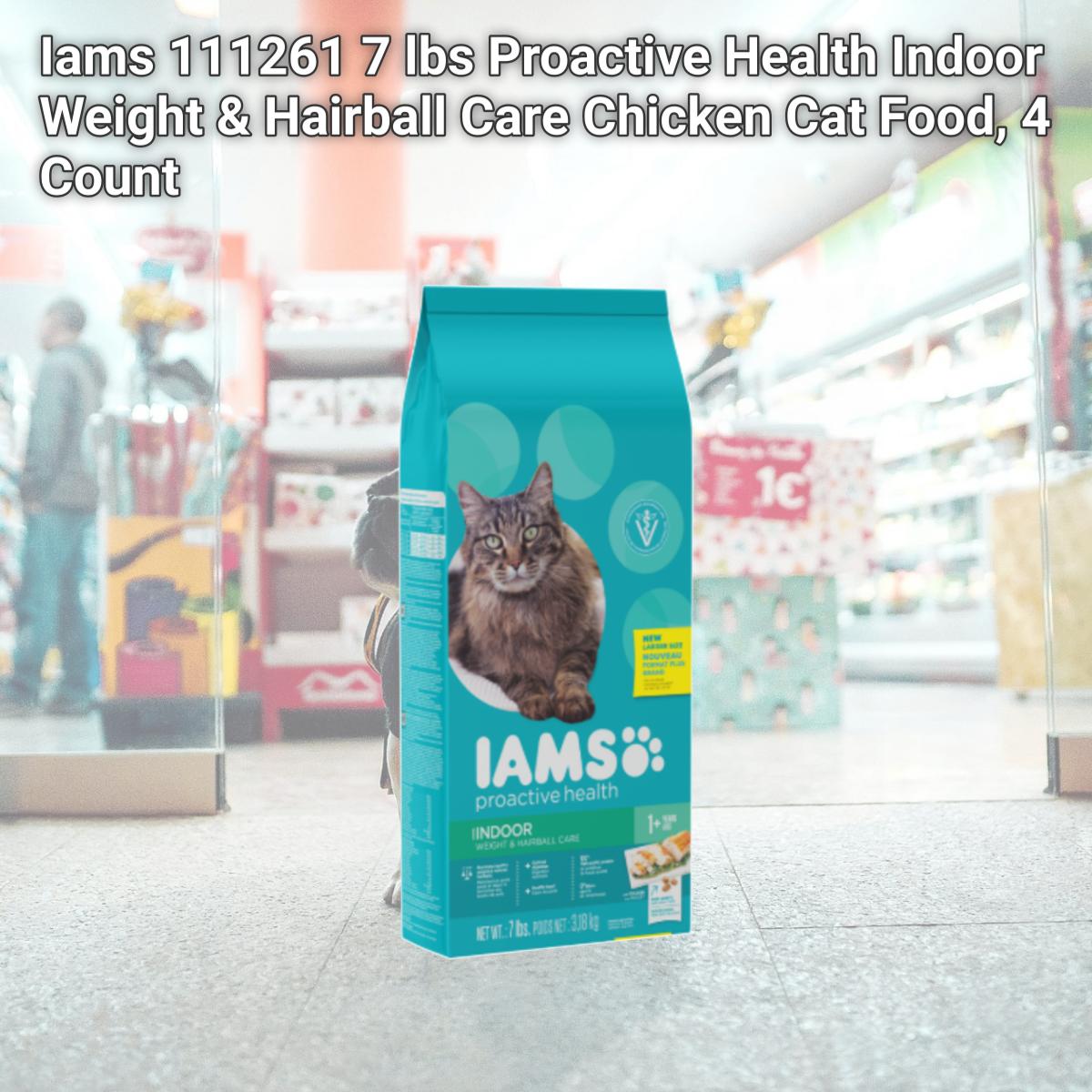Picture of Iams 111261 7 lbs Proactive Health Indoor Weight & Hairball Care Chicken Cat Food, 4 Count