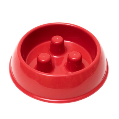 Brake-Fast Slow Chow Dog Bowl - Plastic - Small - Red - 1.5 cups