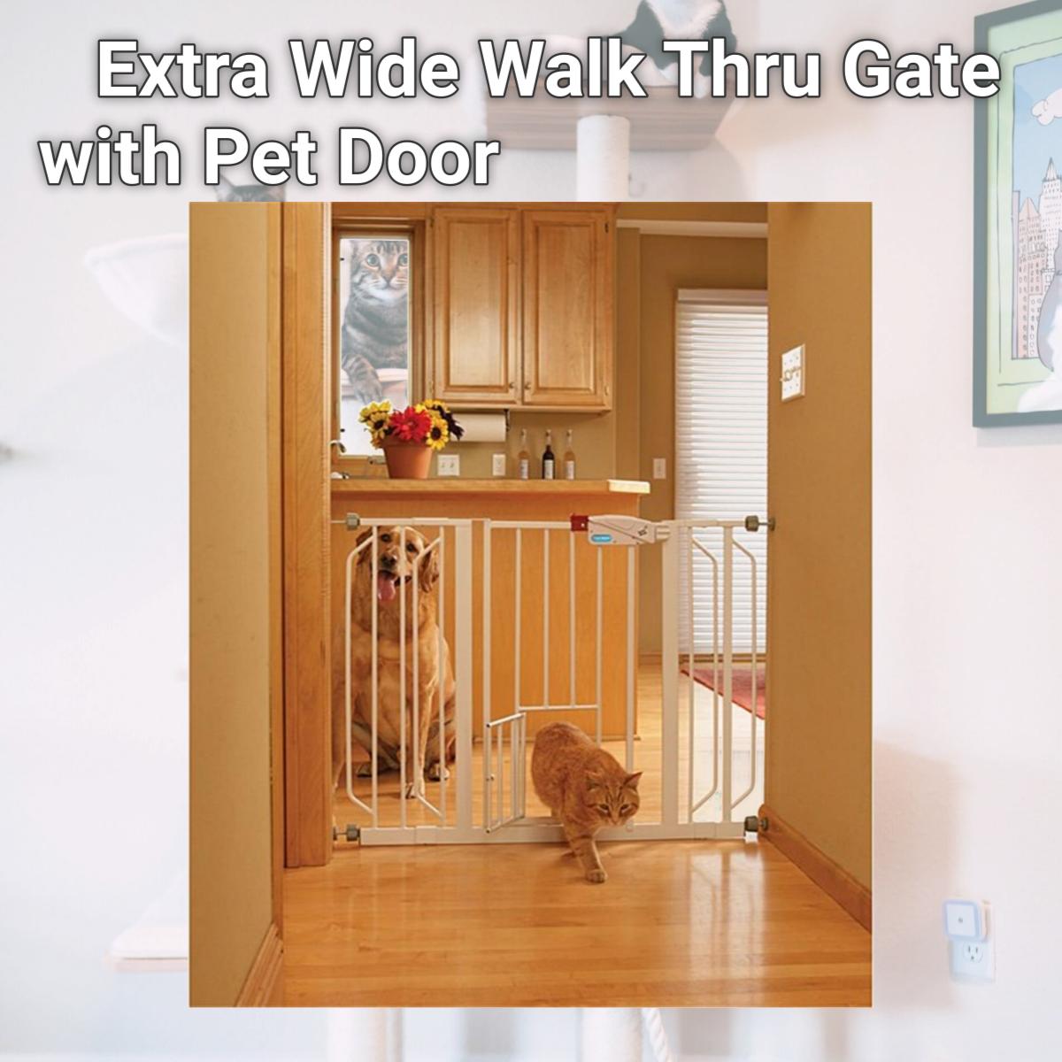 Picture of Carlson Pet Products 916000 Carlson Pet Products Extra Wide Walk Thru Gate with Pet Door