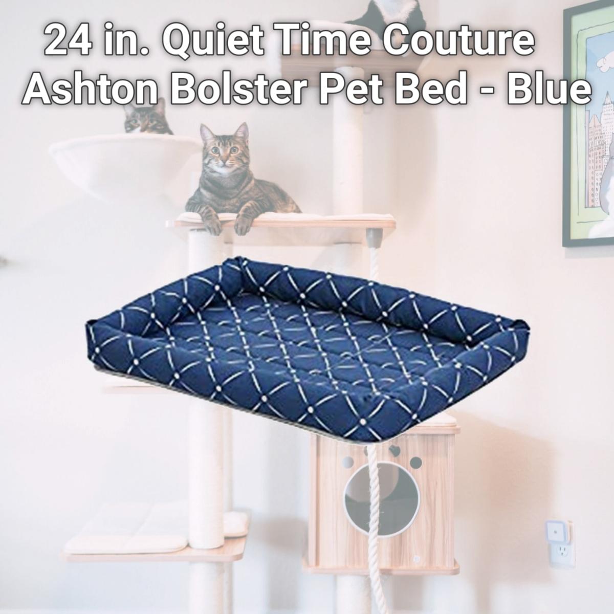Picture of Mid-West Metal Products 277431 24 in. Quiet Time Couture Ashton Bolster Pet Bed - Blue