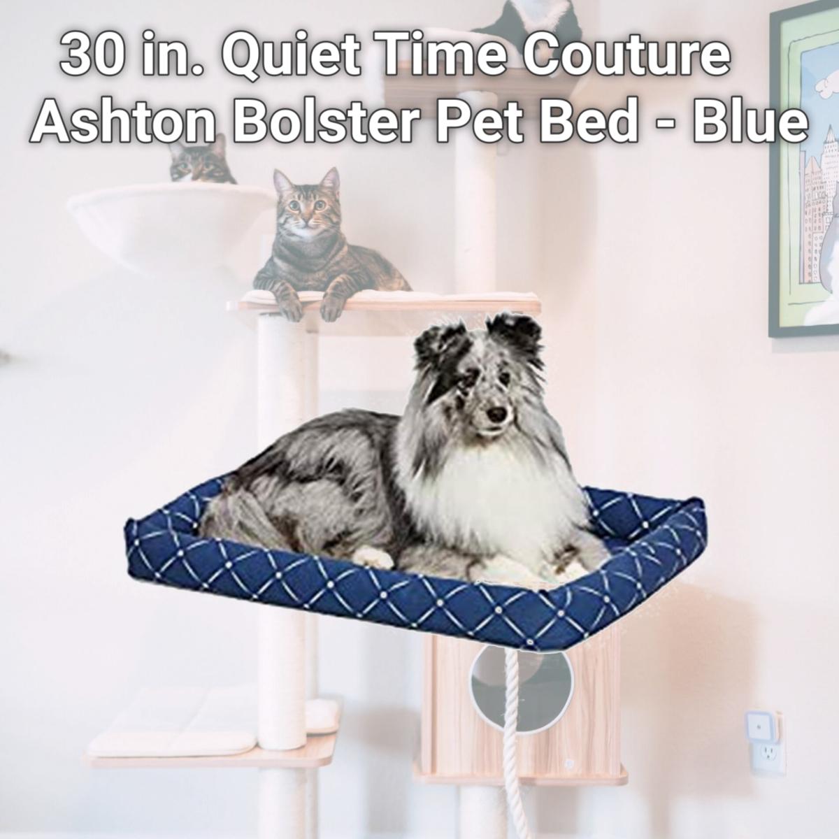 Picture of Mid-West Metal Products 277432 30 in. Quiet Time Couture Ashton Bolster Pet Bed - Blue