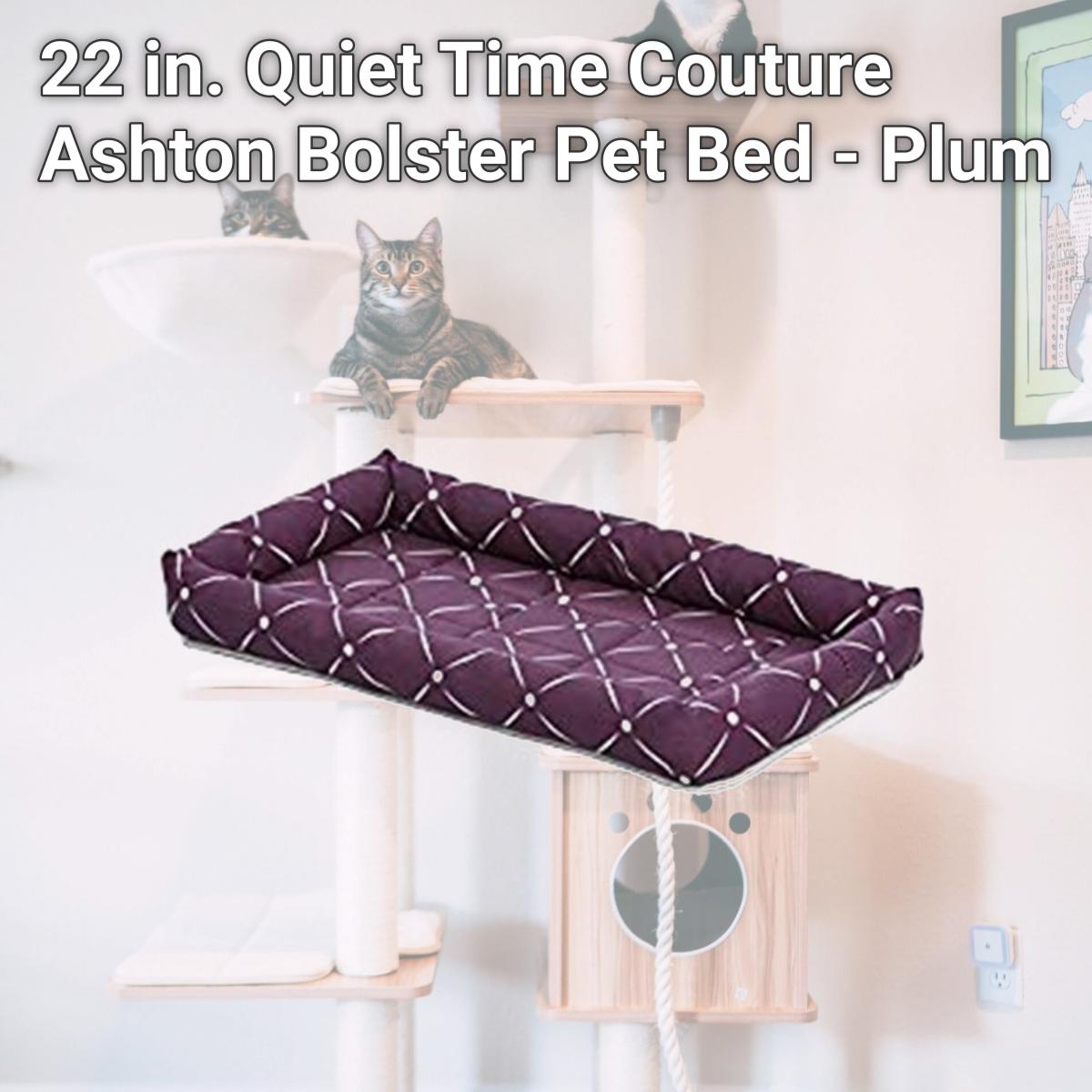 Picture of Mid-West Metal Products 277437 22 in. Quiet Time Couture Ashton Bolster Pet Bed - Plum