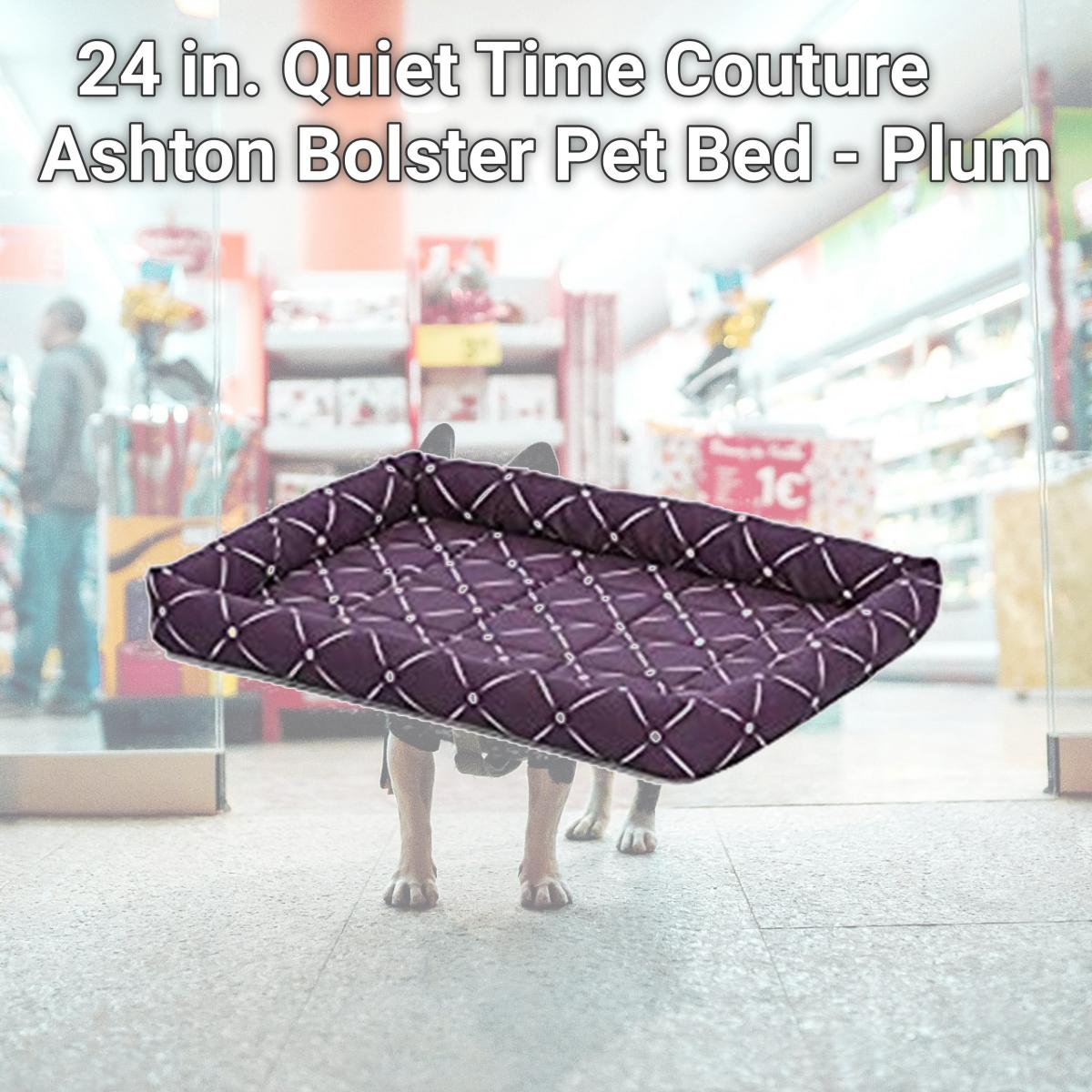 Picture of Mid-West Metal Products 277438 24 in. Quiet Time Couture Ashton Bolster Pet Bed - Plum