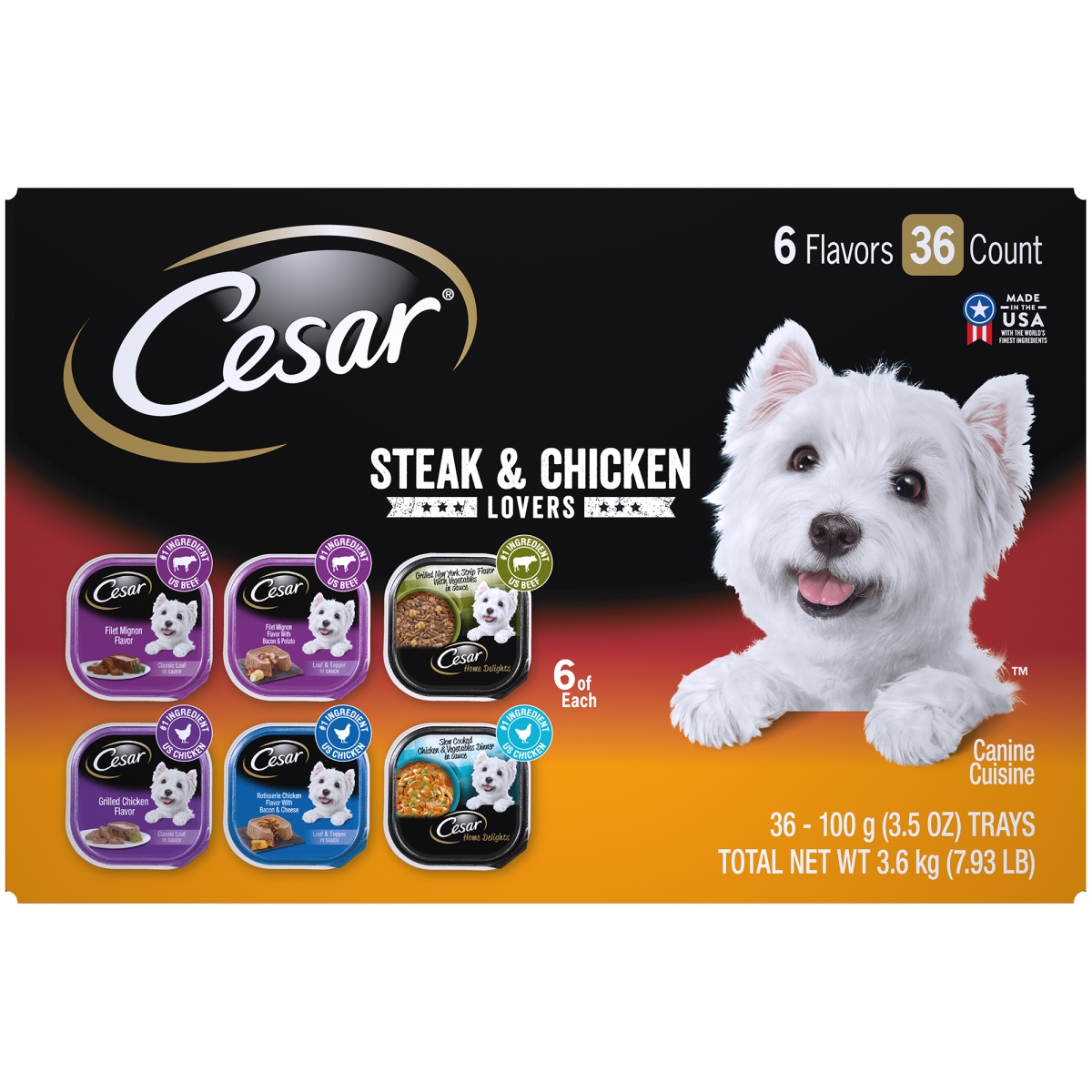 Picture of Cesar 798696 3.5 oz Steak & Poultry Lovers Wet Dog Food Variety Pack - 36 Count