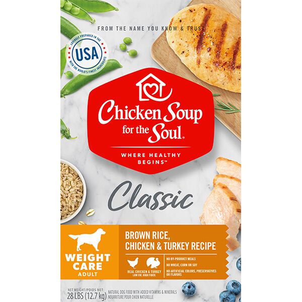 Picture of Chicken Soup 418442 No.28 Weight Care Brown Rice Chicken & Turkey Recipe Dog Food