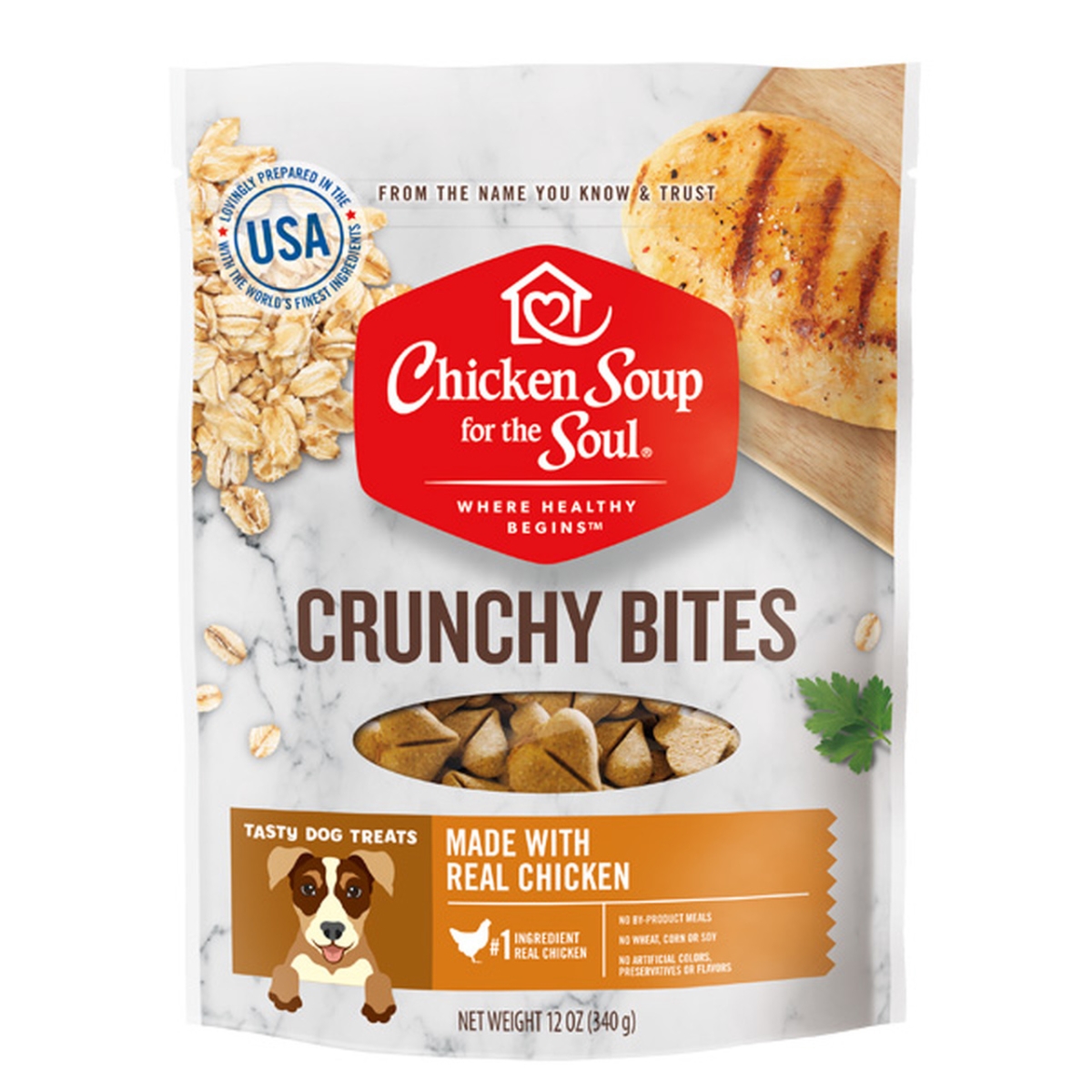 418476 12 oz Crunchy Bites Chicken Biscuit Dog Treats Food