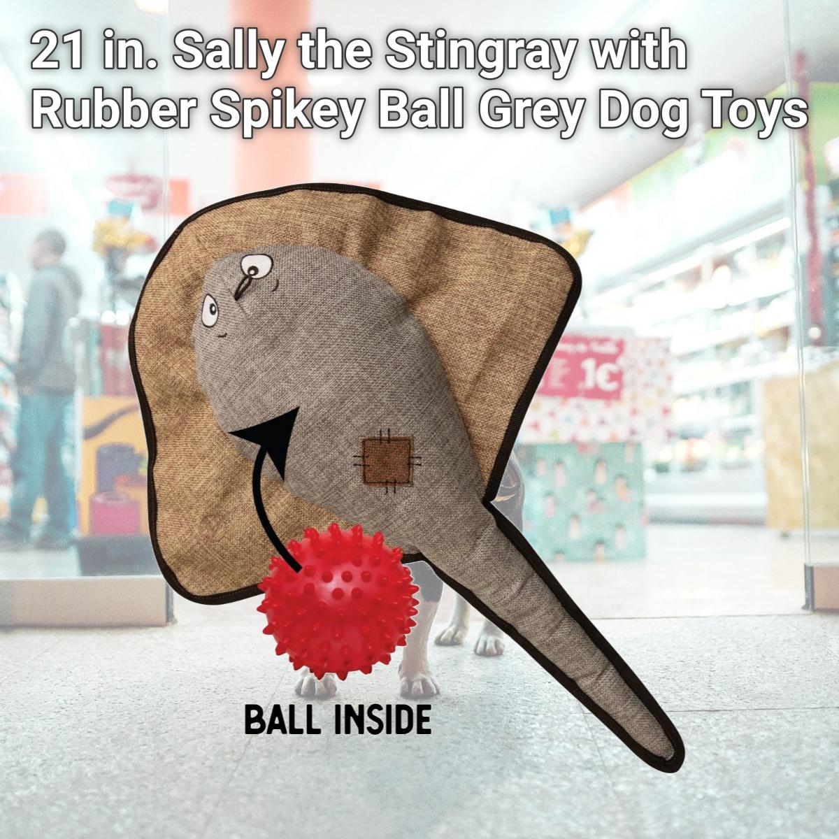 Picture of Snugarooz 712025 21 in. Sally the Stingray with Rubber Spikey Ball Grey Dog Toys