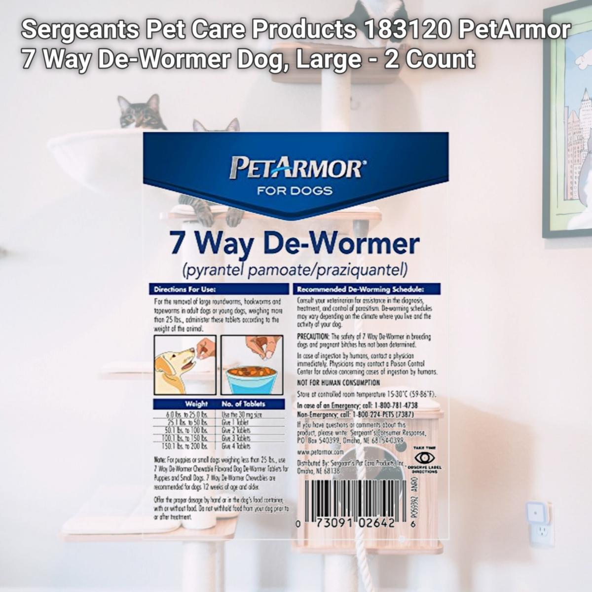 Picture of Sergeants Pet Care Products 183120 PetArmor 7 Way De-Wormer Dog, Large - 2 Count