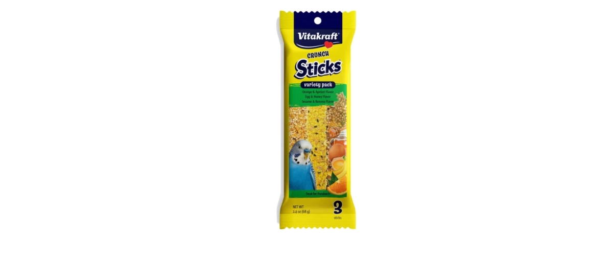 Picture of Vitakraft Sun Seed 512031 2.4 oz Orange & Apricot&#44; Egg & Honey&#44; Sesame & Banana Flavor Crunch Sticks for Parakeet