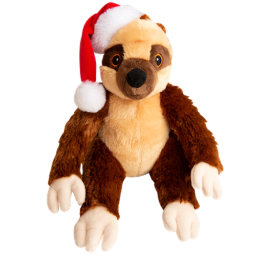 Picture of Snugarooz 712045 11 in. Holiday Crinkle & Squeak Dog Plush Toy Sloth with Pom Santa Hat