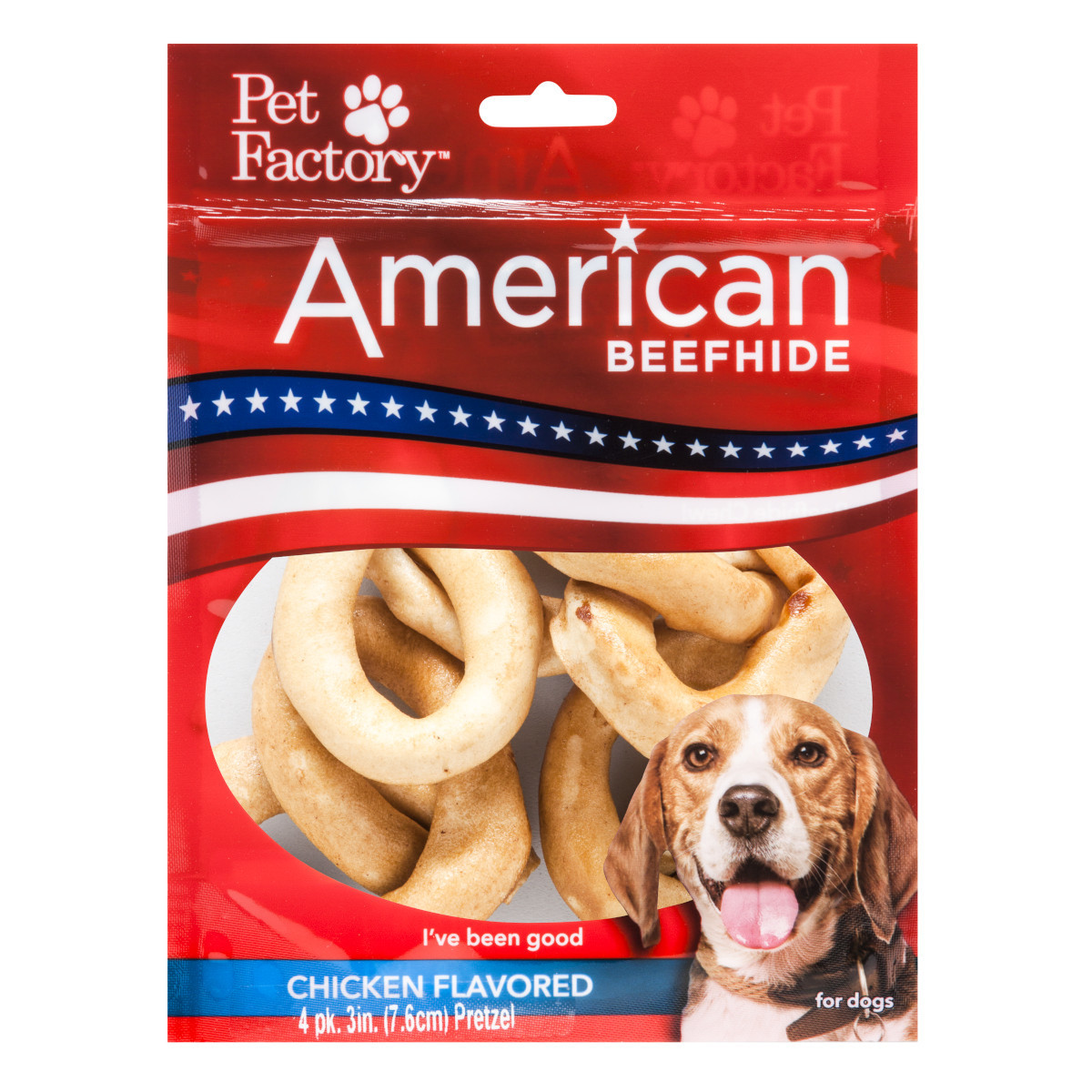 Picture of Pet Factory 949173 2.5 in. USA Beefhide Chicken Flavored Pretzels - Pack of 4