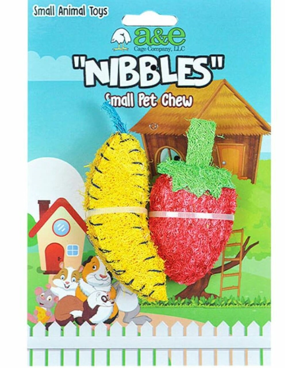 Picture of A&E Cage 644150 Nibbles Loofah Banana & Strawberry Toy - Small