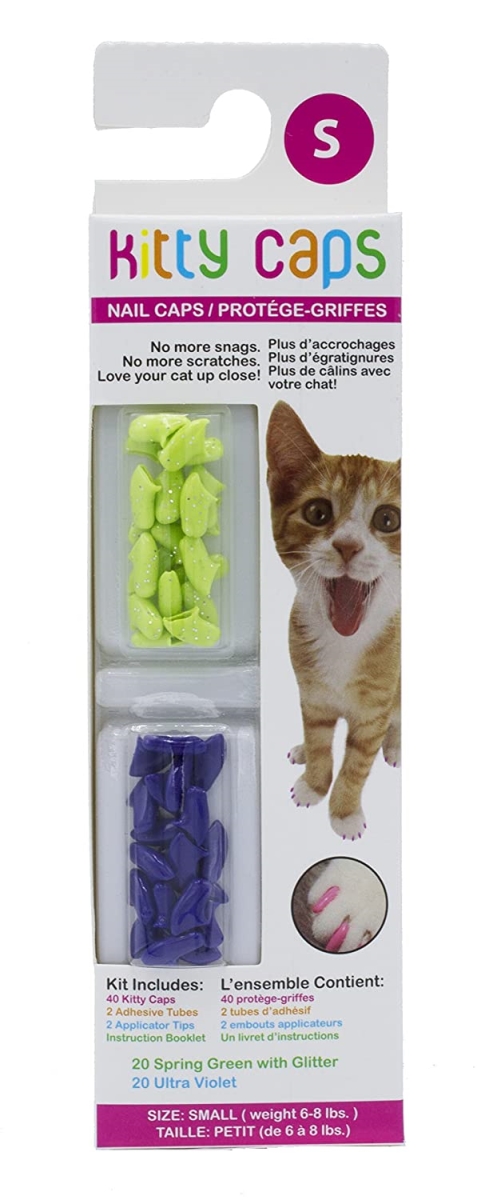 Picture of Fetch for Pets 427230 Tips & Transparent Kitty Nail Caps&#44; Green & Glitter - Extra Small - 40 Count
