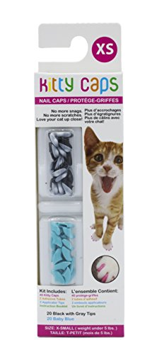 Picture of Fetch for Pets 427239 Tips & Transparent Kitty Nail Caps&#44; Black & Grey - Extra Small - 40 Count