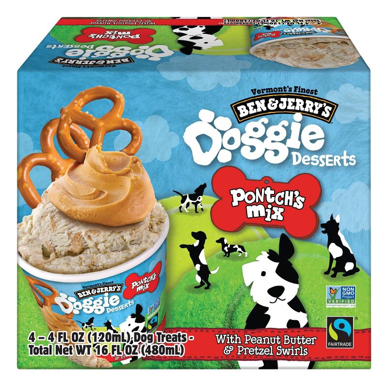 Picture of Ben & Jerrys 076011 4 oz Doggie Desserts Pontchs Mix Peanut Butter & Pretzel Swirl Frozen Dog Treats&#44; Pack of 4