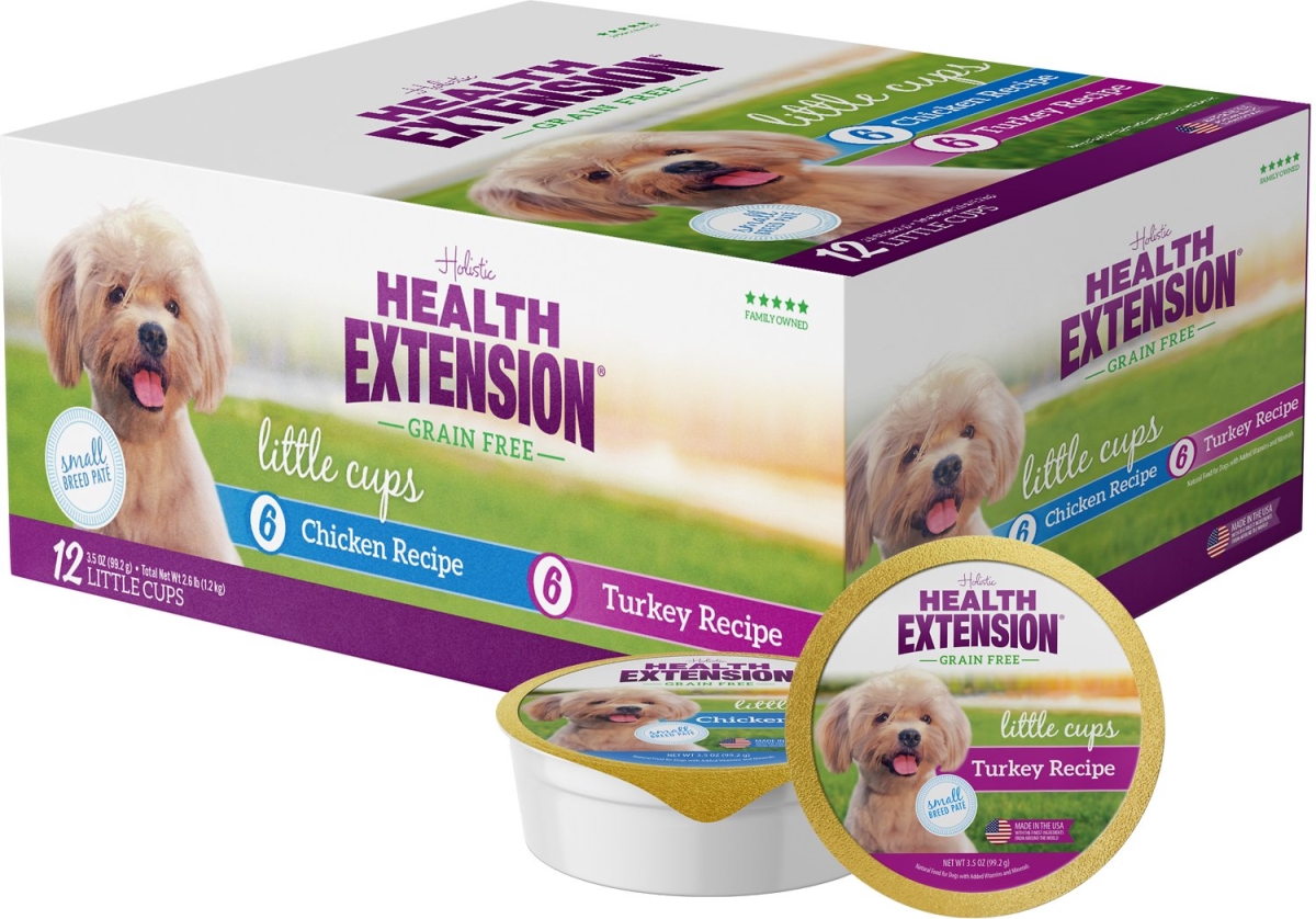 Picture of Health Extension Pet Care 587270 3.5 oz Little Cups Turkey & Chicken Can Variety Pack Grain-Free Wet Small Breed Food - Pack of 6