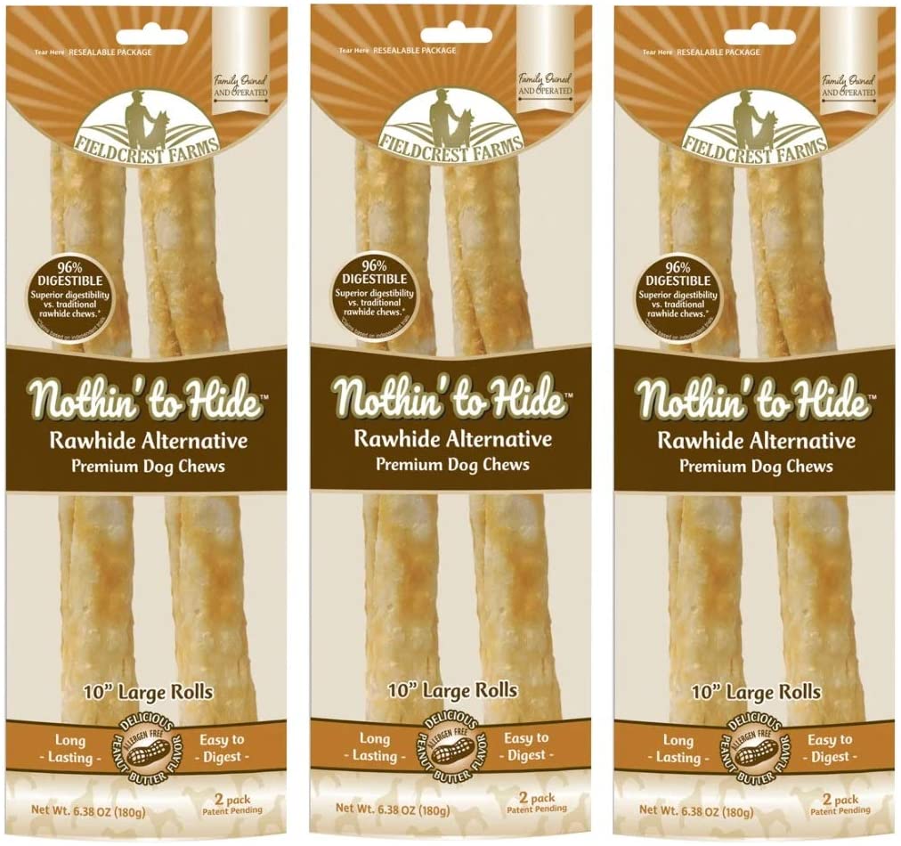 Picture of Fieldcrest Farms 077533 Rawhide Alternative Large Roll 10 in. Peanut Butter Flavor Natural Chew Dog Treats - Pack of 2