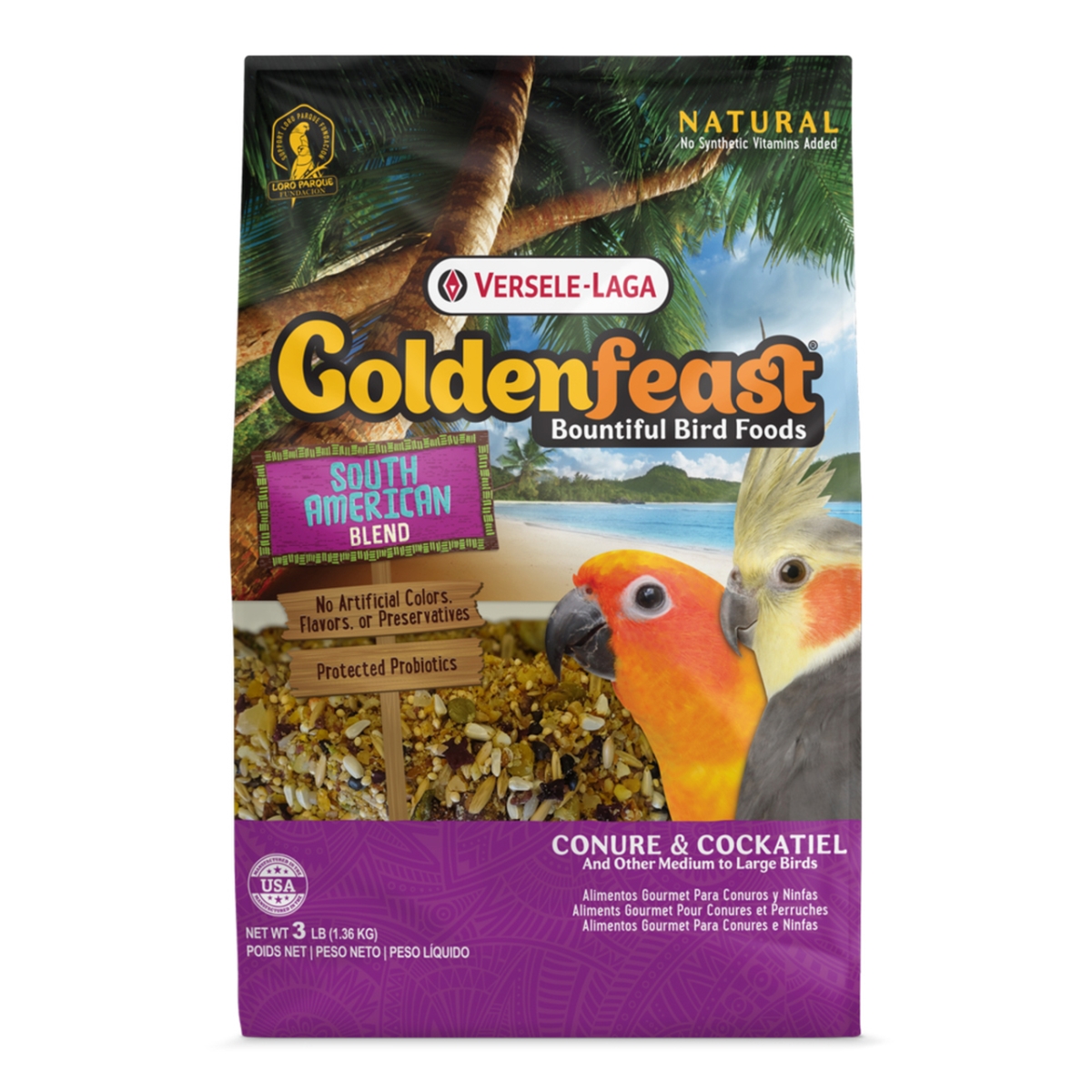 Picture of Higgins Group 466840 3 lbs Goldenfeast South American Blend for Conure & Cockatiel&#44; Case of 6