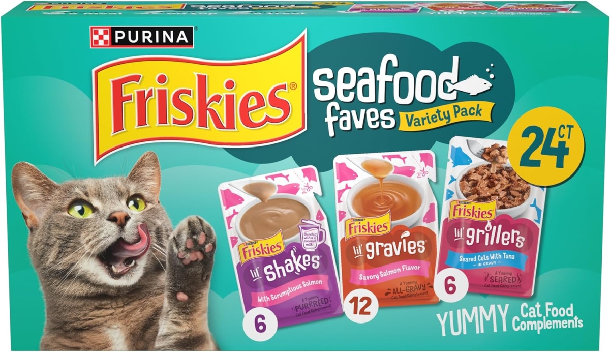 Picture of Nestle Purina Petcare 102840 1.55 oz Friskies Seafood Faves Wet Cat Food Variety Pack - 24 Count