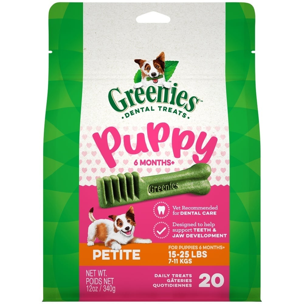 Picture of Greenies 102372 12 oz Puppy Petite Original Chicken Flavor Dental Hard Chewy Dog Treat - 4 Count