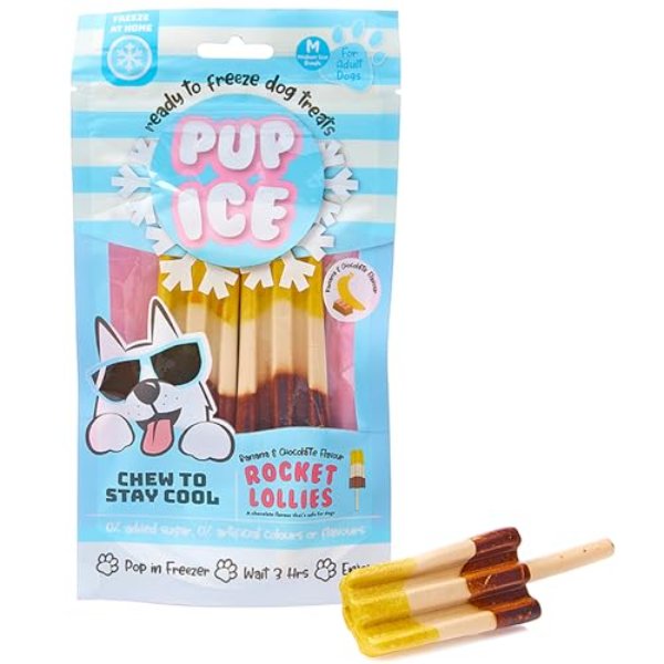 Picture of Ethical Products 103915 Pup Ice Ready to Freeze at Home Rocket Lollies Edible Chew Dog Treat&#44; Banana & Chocolate - Pack of 2