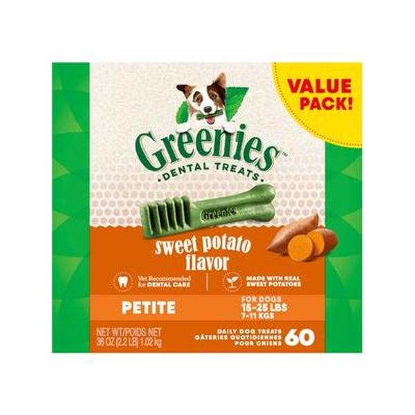 Picture of Greenies 428513 36 oz Natural Sweet Potato Flavor Petite Dental Dog Treat