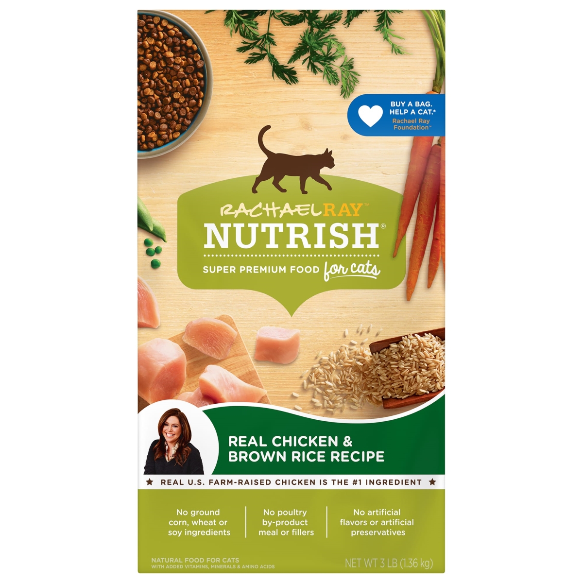 Picture of JM Smuckers 790083 3 lbs Rachael Ray Nutrish Real Chicken & Brown Rice Recipe Dry Cat Food - 4 Count