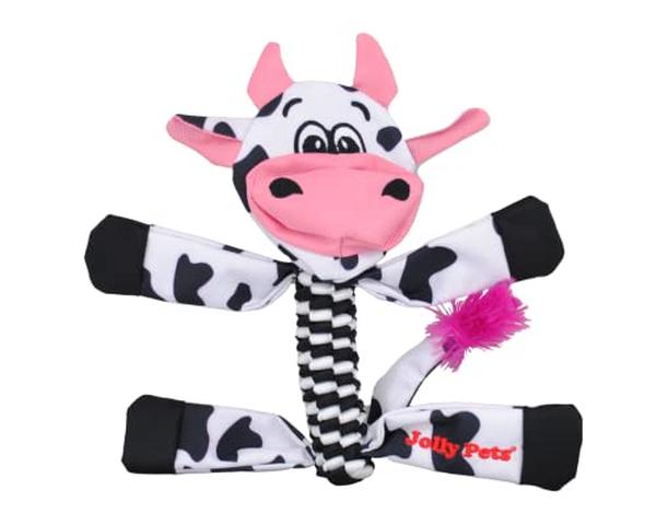 Picture of Jolly Pets 881369 Animal Flathead Tug & Squeak Cow Dog Toy - Large