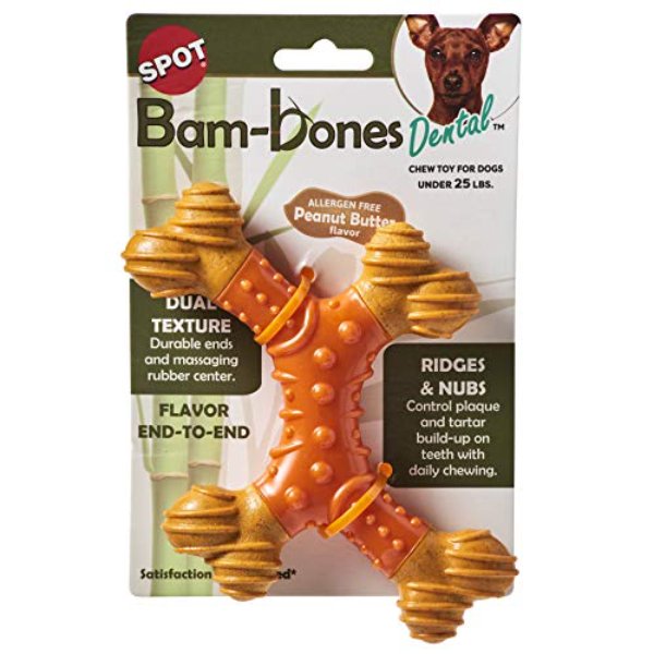 774341 6 in. Spot Bam-Bone Dental Chew Toy, X-Bone