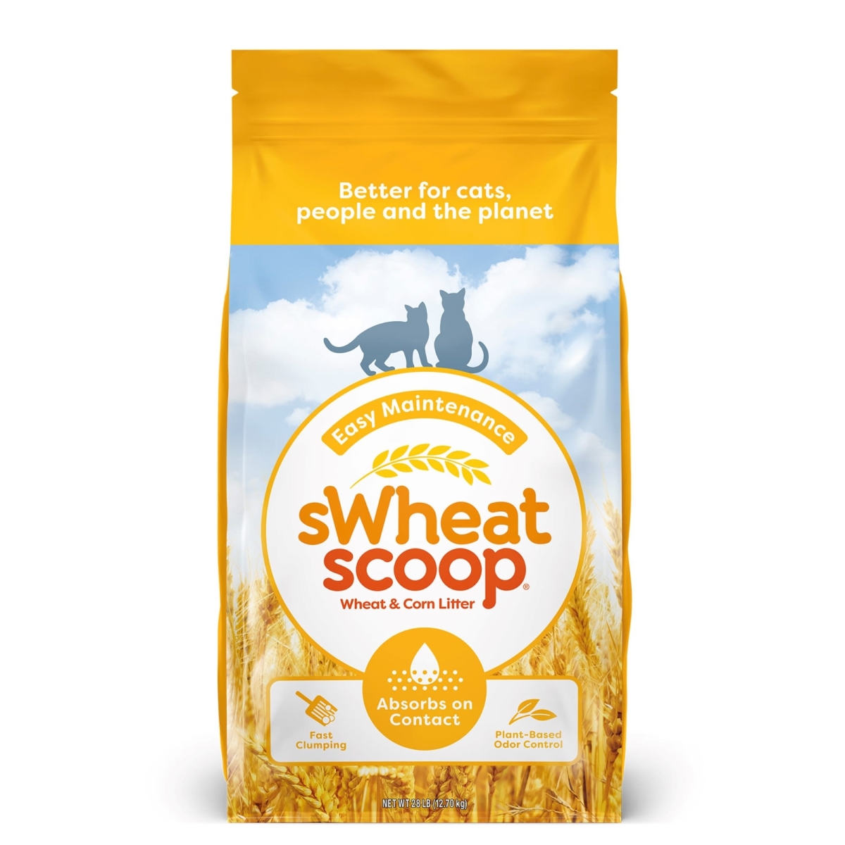 Picture of Swheat Scoop 101991 28 lbs Easy Maintenance Natural Clumping Wheat & Corn Cat Litter
