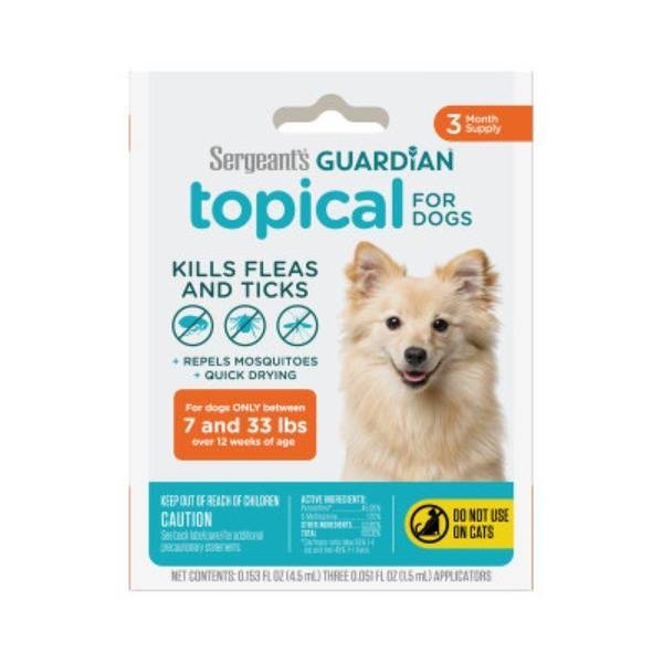 Picture of Sergeants Pet Care 102375 Guardian Flea & Tick Topical Treatment for Lessthan 32 lbs Dogs & Puppies - 3 Count