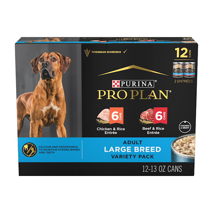Picture of Nestle Purina Petcare 100991 13 oz Purina Pro Plan Specialized Chicken & Rice&#44; Beef & Rice Entree Adult Large Breed Wet Dog Food Variety Pack - 12 Count
