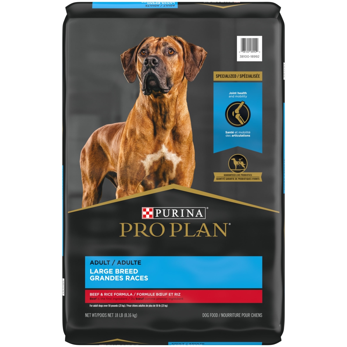 Picture of Nestle Purina Petcare 381843 6 lbs Purina Pro Plan Specialized Beef & Rice Formula High Protein Large Breed Dry Dog Food - Pack of 5