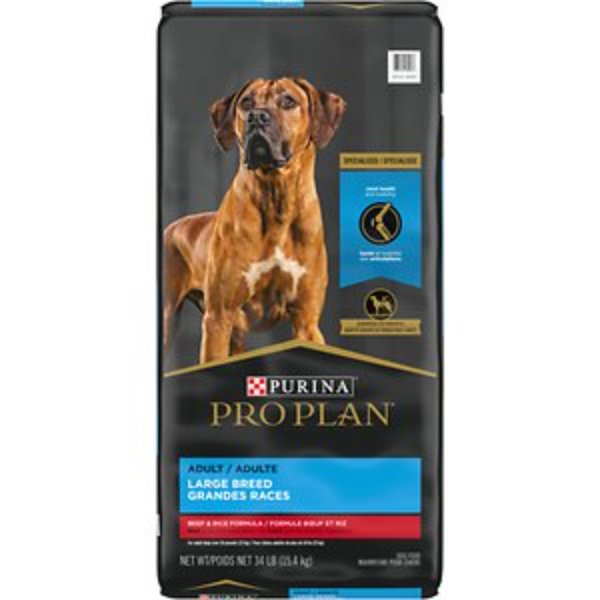 Picture of Nestle Purina Petcare 381886 34 lbs Purina Pro Plan Specialized Beef & Rice Formula High Protein Large Breed Dry Dog Food
