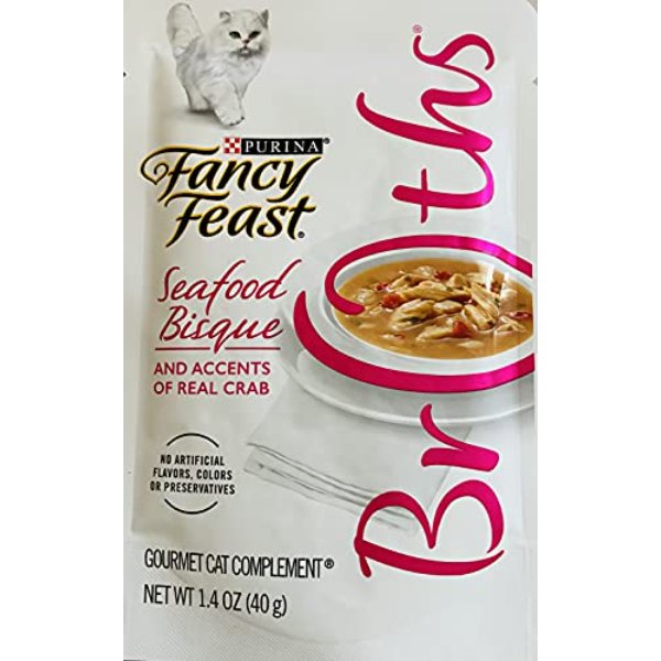Picture of Nestle Purina Petcare 050932 1.4 oz Purina Fancy Feast Lickable Broth Topper Seafood Bisque & Accents of Real Crab Wet Cat Food - Pack of 16