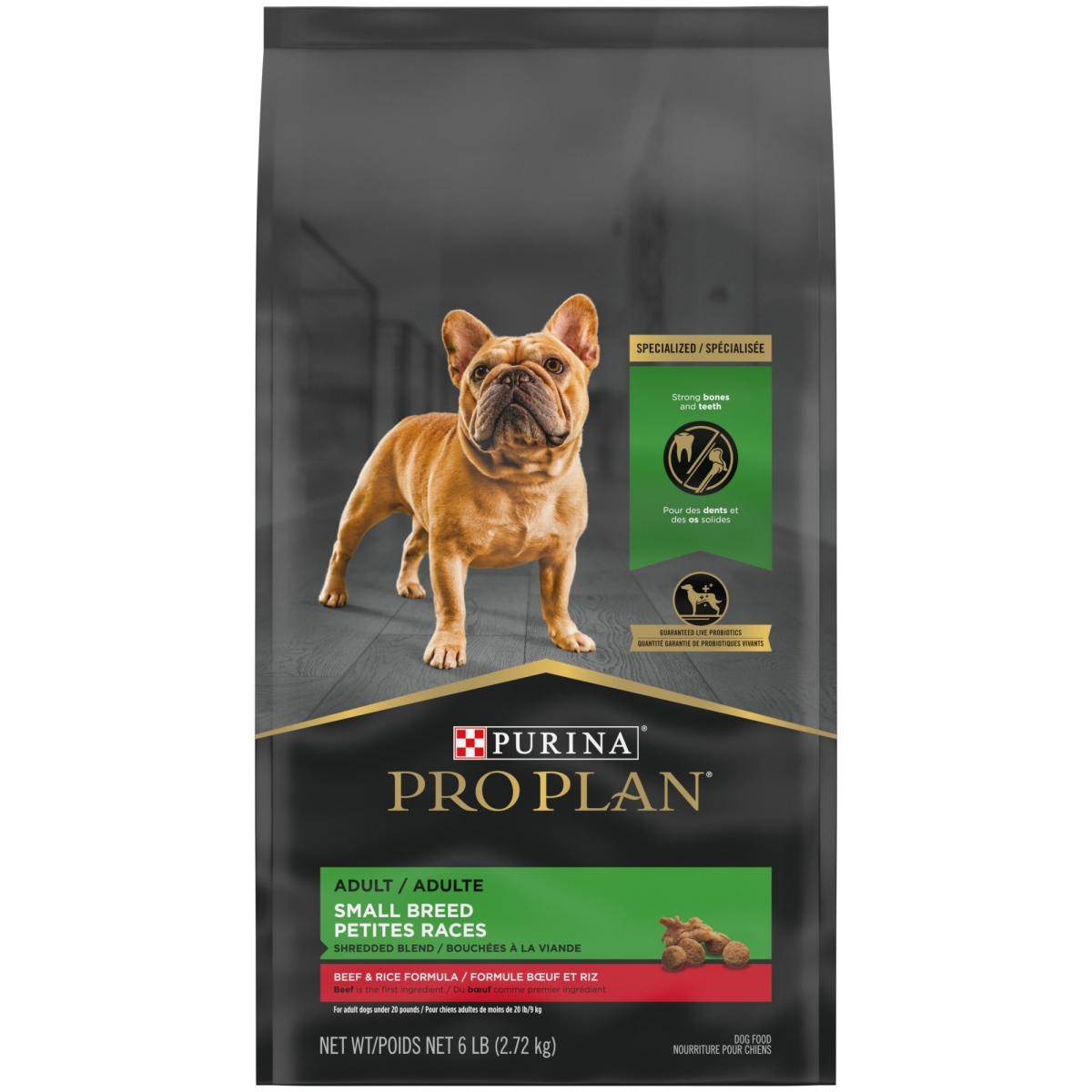 Picture of Nestle Purina Petcare 381891 6 lbs Purina Pro Plan High Protein Shredded Blend Beef & Rice Formula Small Breed Dog Food - Pack of 5