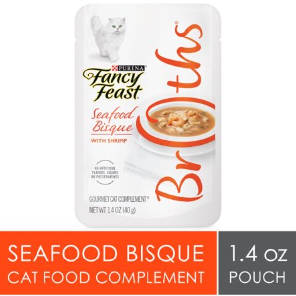 Picture of Nestle Purina Petcare 050935 1.4 oz Fancy Feast Broths Lickable Seafood Bisque with Shrimp Wet Cat Food - Pack of 16