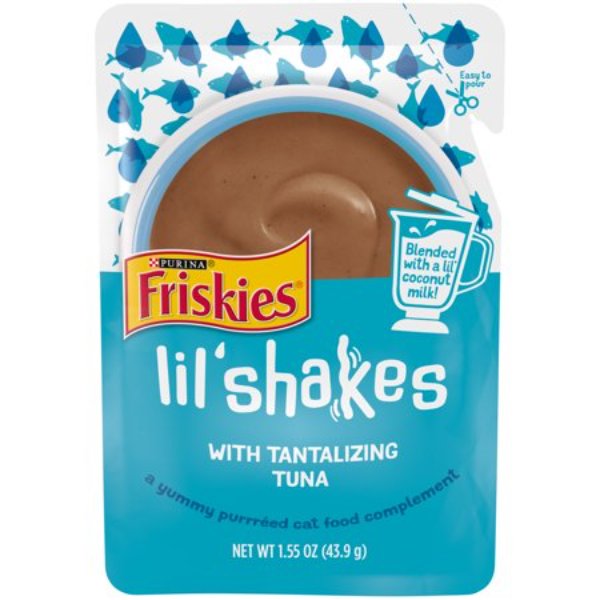 Picture of Nestle Purina Petcare 050973 1.55 oz Purina Friskies Lil Shakes with Tantalizing Tuna Lickable Wet Puree Cat Food Topper - Pack of 16