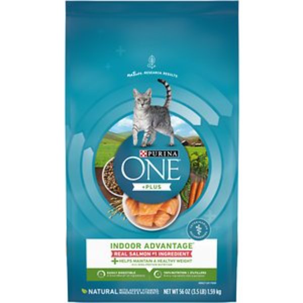 Picture of Nestle Purina Petcare 179007 3.5 lbs Purina One Natural Low Fat Indoor Dry Weight Control High Protein Plus Indoor Advantage with Real Salmon Cat Food - Pack of 4