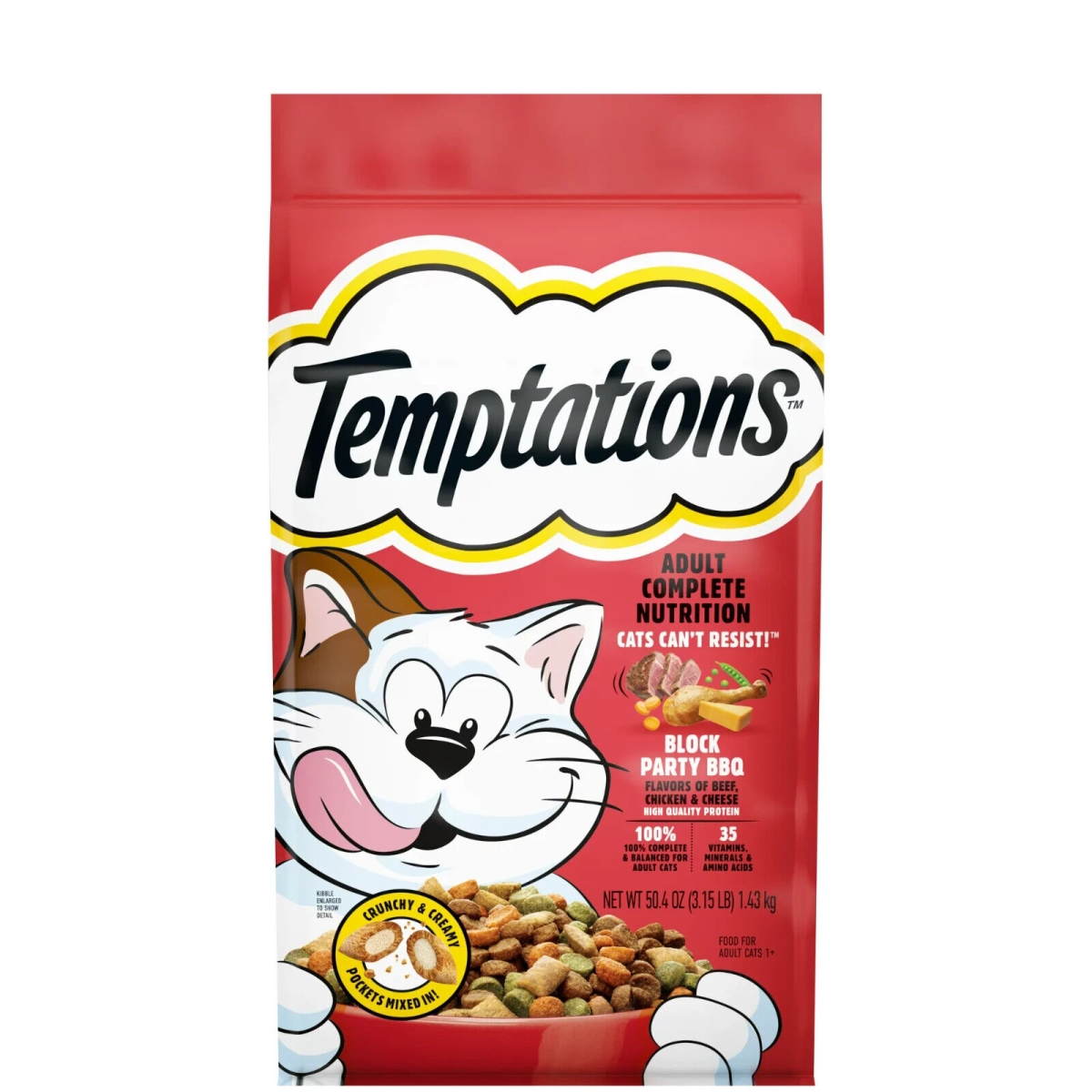 Picture of Mars Pet Care 103866 3.15 lbs Whiska Temptations Block Party BBQ Dry Cat Food - 4 Count