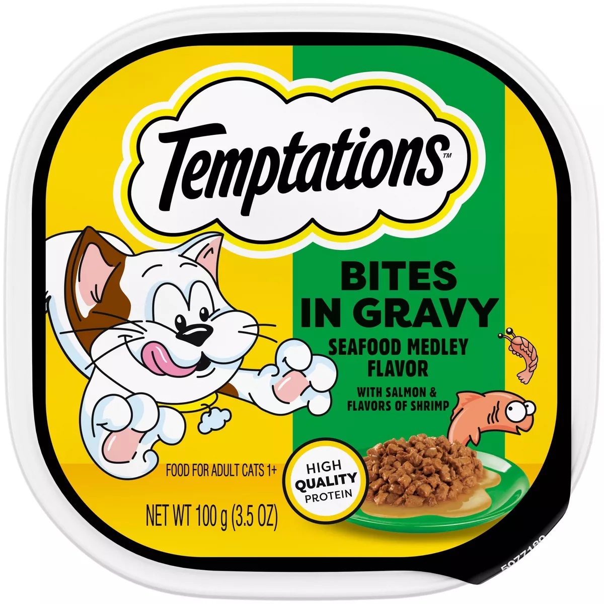 Picture of Mars Pet Care 104740 3.5 oz Temptations Seafood Medley Bites in Gravy Wet Cat Food - 24 Count